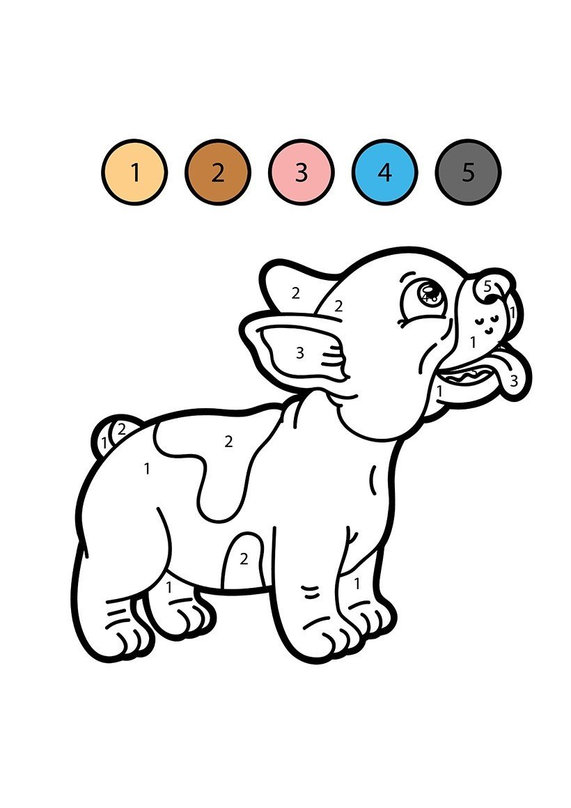 Free Printable Color by Number Coloring Pages for Preschool Kids