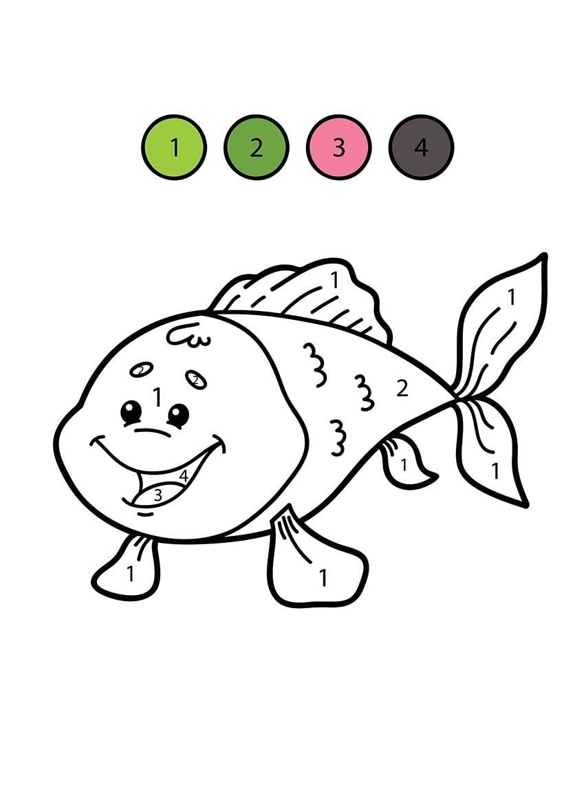 Coloring Page - Color by Numbers Fish Graphic by Das_Design · Creative  Fabrica