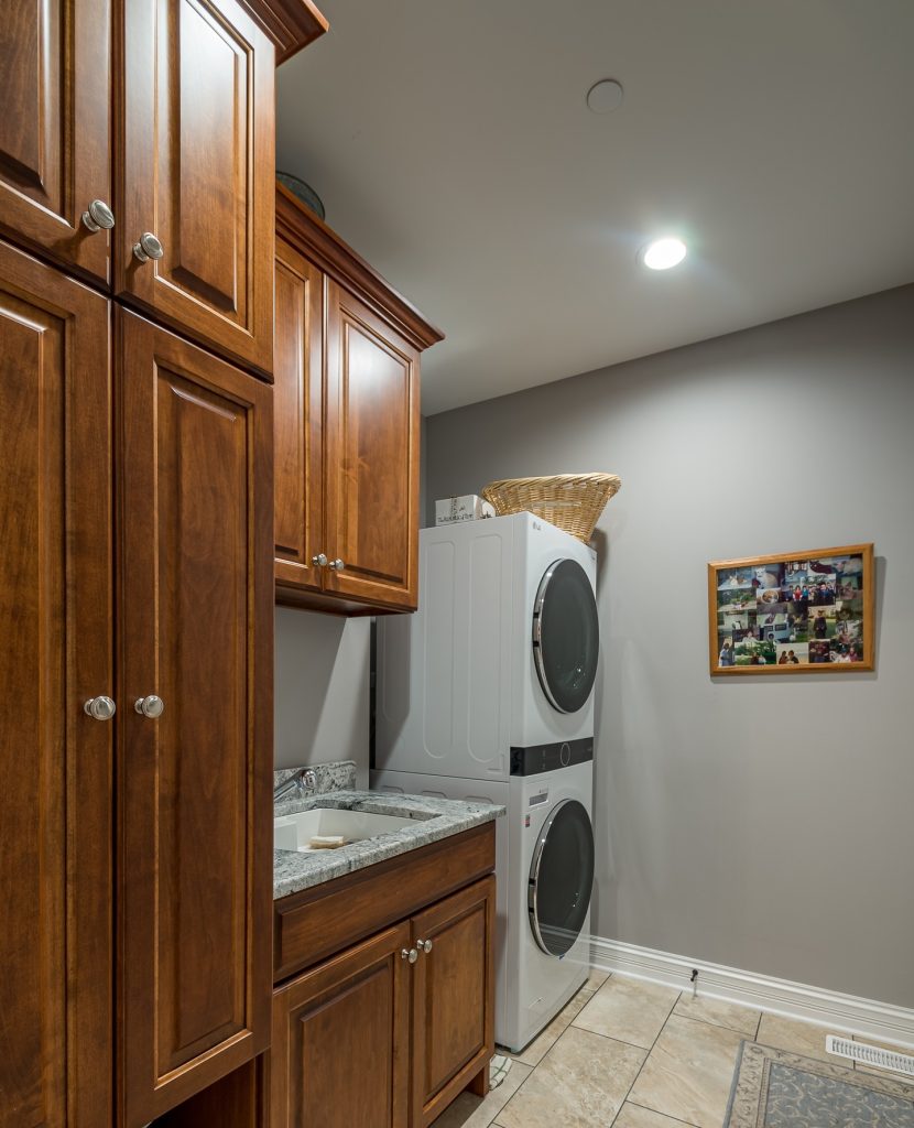 brown laundry room