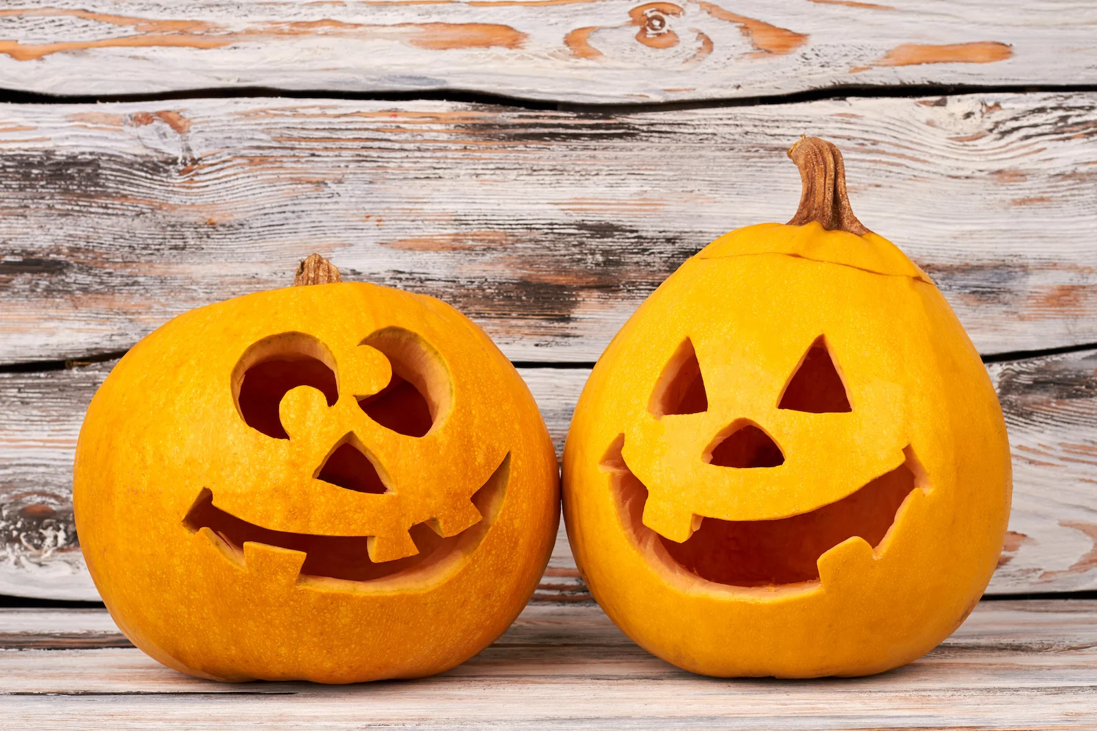 smiling orange pumpkins halloween