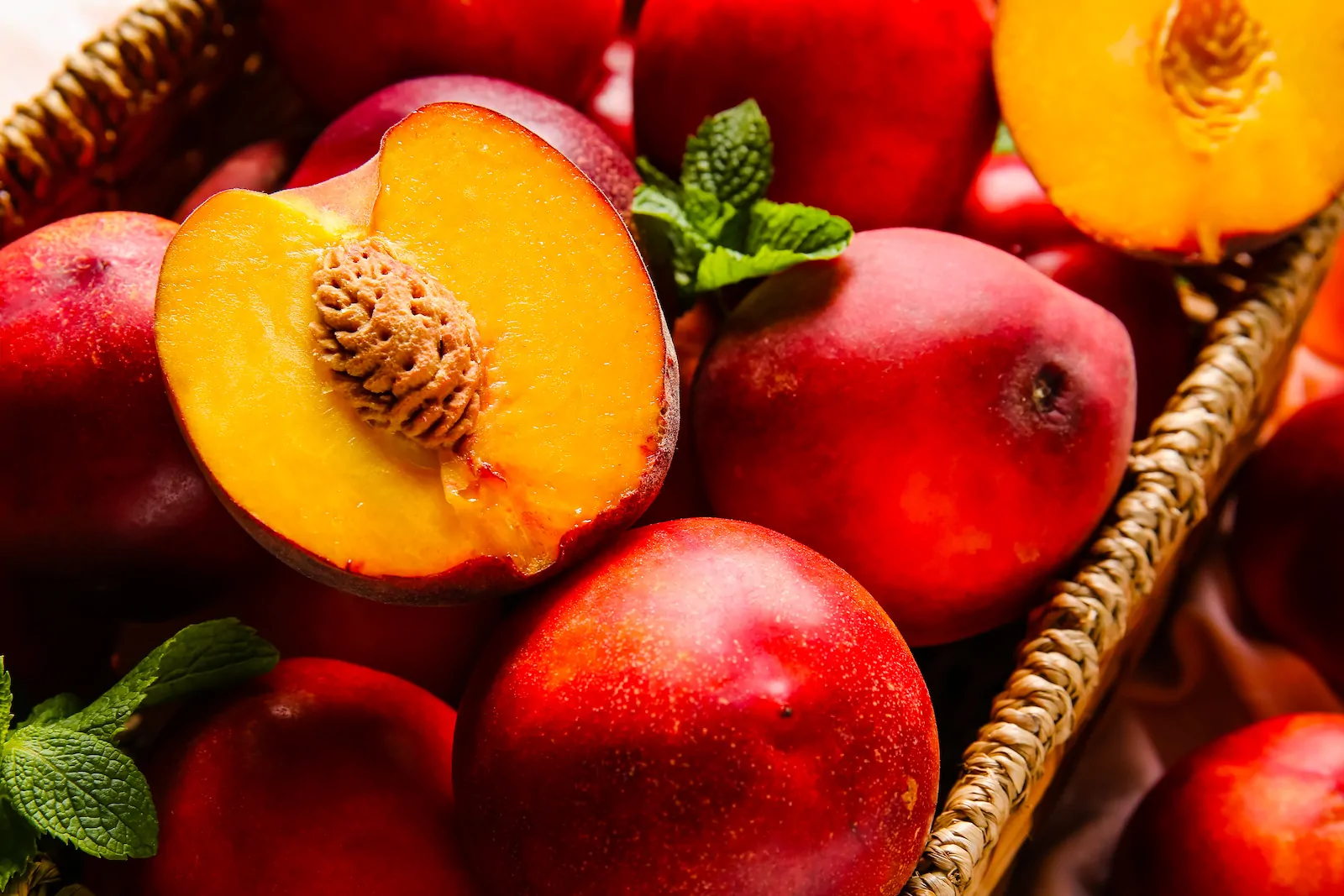nectarines in a basket